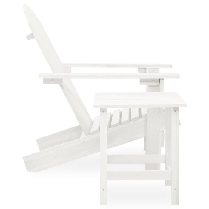 VidaXL Chaise Adirondack De Jardin Avec Pouf Et Table - Sapin Massif Gris - Fauteuil Patio Terrasse Extérieur