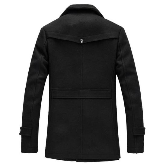 Duffle Coat Homme en Laine Casual Noir Manches longues Col tailleur Noir Cdiscount Pret a Porter