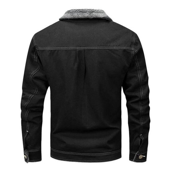 Blouson en jeans homme INSFITY double polaire couleur unie automne hiver Gris Cdiscount Pret a Porter