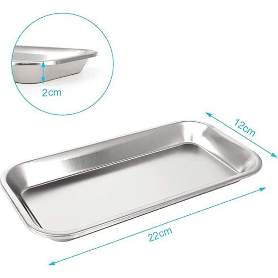 4 Plateaux à Instruments En Acier Inoxydable - Plateaux Médicaux Pour Labo, Clinique Ou Usage Pro - Robustes Et Faciles à Nettoyer