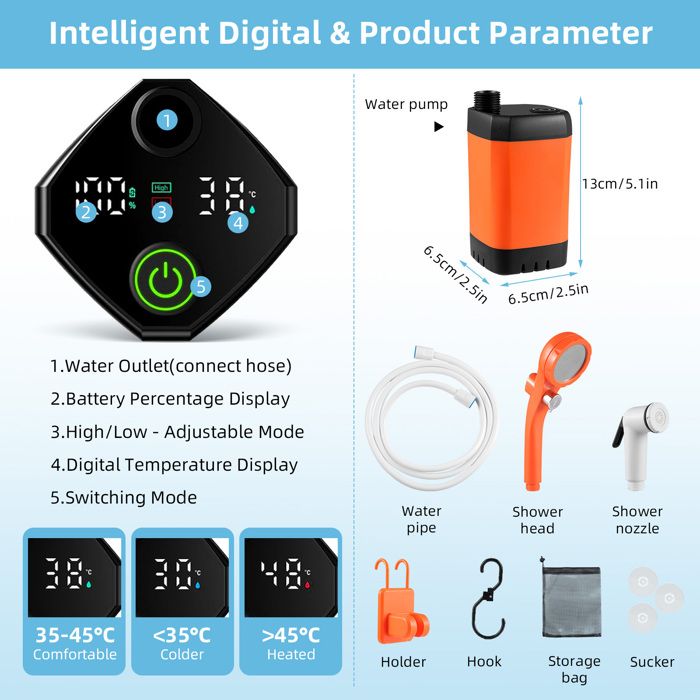 Portable Douche Camping Douche Opération Facile Universelle Sûr USB