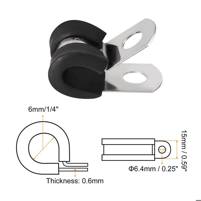 Clips Grillage Rigide Sourcing Map 30pcs 8mm Collier De Serrage Caoutchouc Amorti 304 Inox Acier Rigide Sangle Clip Fixation Tube Tuyau Attache Grillage