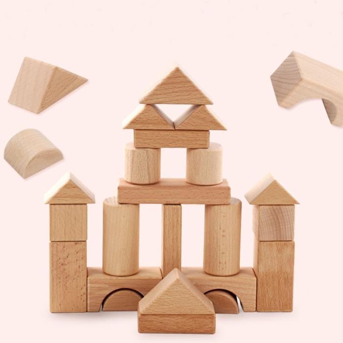 Tbest blocs de construction 20 pièces blocs de bois forme irrégulière