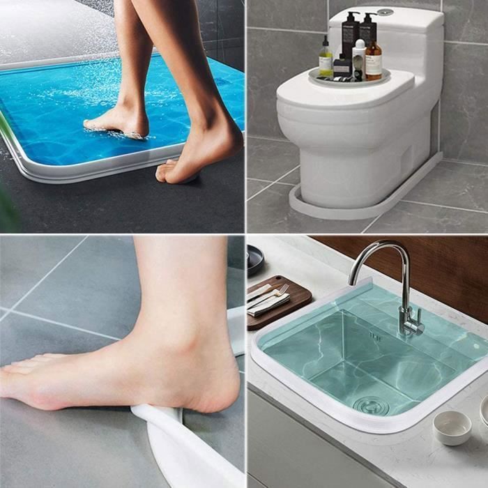 Seuil De Douche Barrage D'eau Silicone Pliable Barriere De Douche Anti Debordement Pour Joint Porte Douche Cuisine Blanc 1 5m 97859910