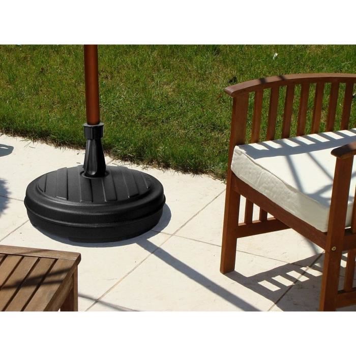 Pied De Parasol Anthracite En Plastique Aspect Rotin - Support Lestable 20L - Dimensions 45x45x30 Cm - Pour Pied Max. 3,5 Cm