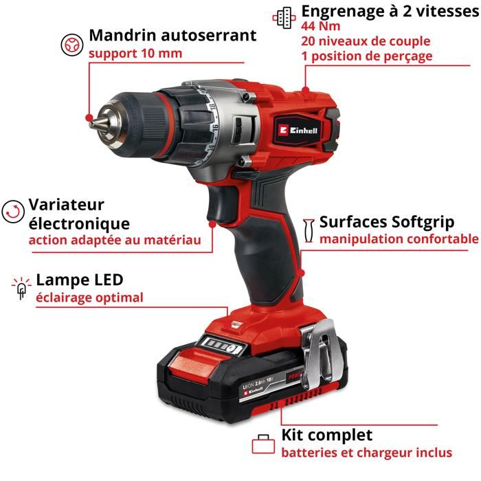 Perceuse Visseuse Sans Fil Avec 2 Batteries, 20V Perceuse Devisseuse