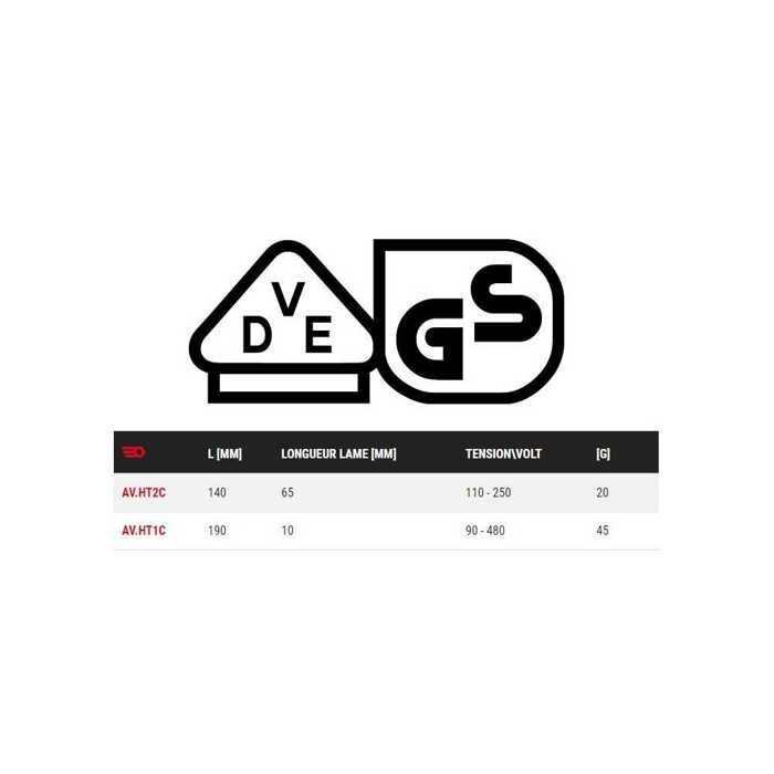 Facom Tournevis Testeur De Phase 240V Lame Courte VDE AV.HT1CPB - Homologué VDE-GS