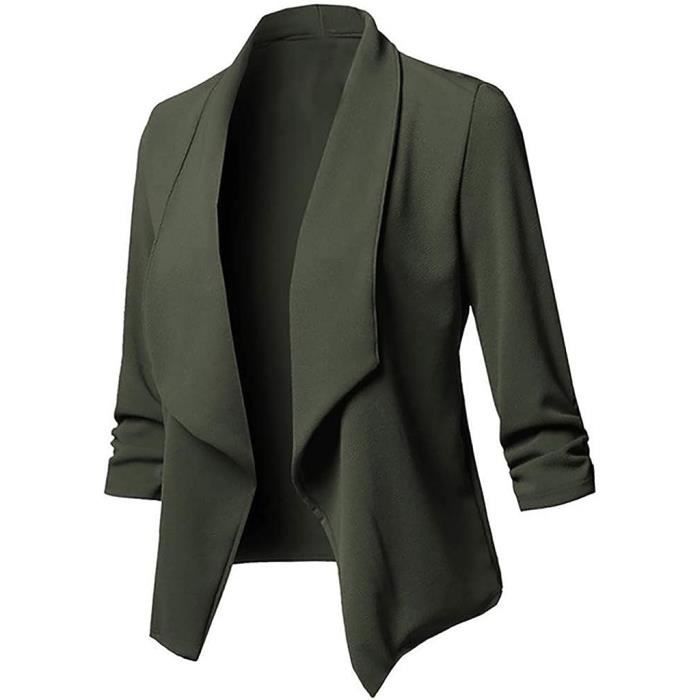 VESTE VAREUSE CASAQUE BLAZER Costume Veste Femme Chic Blazer Manches Longues Cardigan Grande Taille Simple Jaune Vert Jaune vert Cdiscount Pret a Porter