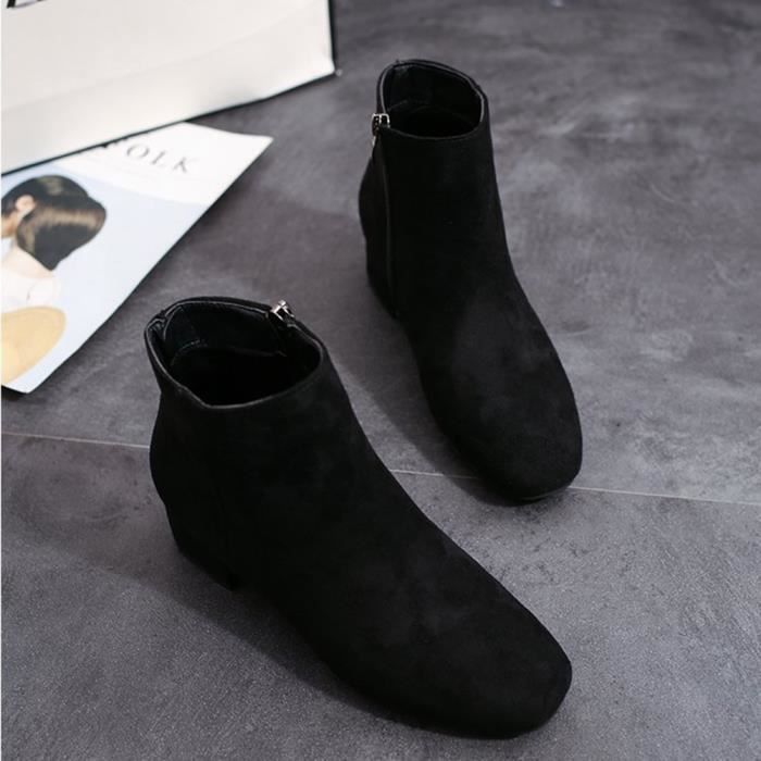 Bottines pour Femmes en Daim Simples Talons pais Noir Noir