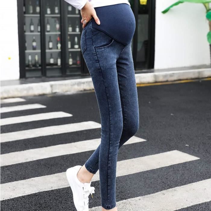 Jean skinny pour femme stretch pantalon elastique pour pantalon mince pantalon elastique maternite sur la grossesse pantalon de Bleu Cdiscount Pret a Porter
