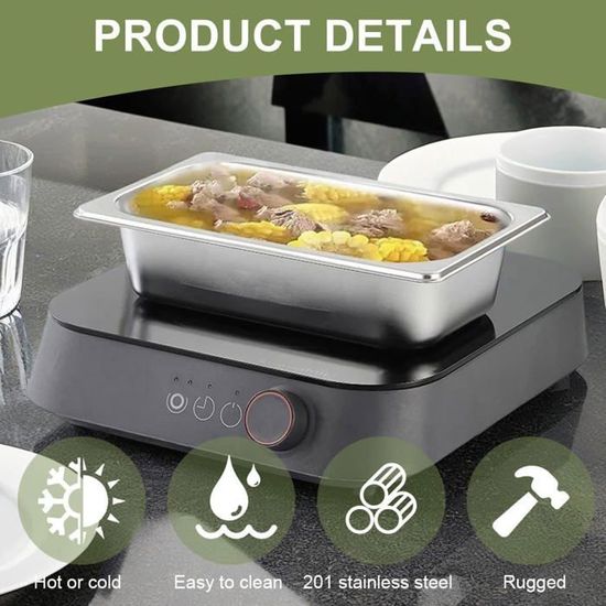 Lot De 3 Bacs Inox Gastronorm 17,5x11x10 Cm Avec Couvercles - Pour Cuisine, Four, Barbecue - 11