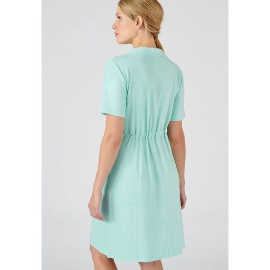 Robe de chambre DAMART Robe de detente zippee en eponge Opaline Femme Bleu Opaline Cdiscount Pret a Porter