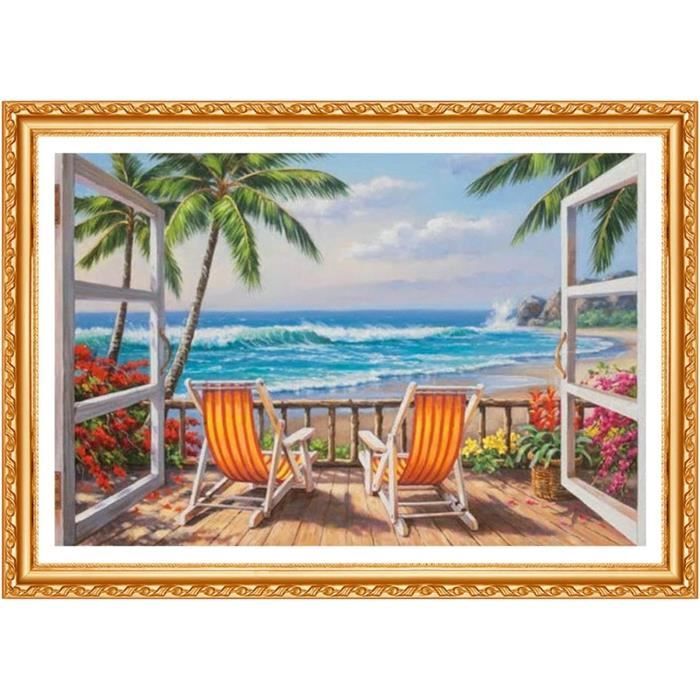 Peinture Diamant 5D Paysage Mer - Kit Complet Loisir Créatif 30x40cm