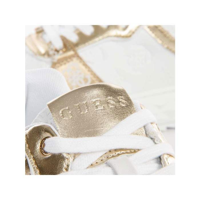 Basket Guess Femme Fiena logo 4g gold Blanc cuir Authentique