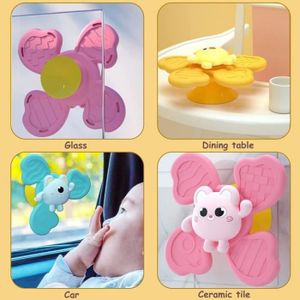Vicloon Spinner Bébé Ventouse, 4PCS Jouets Tournants sans BPA, Jouets de Bain et Piscine Sensoriels Éducatifs Vicloon Spinner Bébé Ventouse, 4PCS Jouets Tournants sans BPA, Jouets de Bain et Piscine Sensoriels Éducatifs
