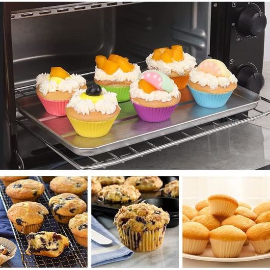 15 Moules à Muffins En Silicone Réutilisables - Grand Format Antiadhésif, Parfaits Pour Gâteaux, Cupcakes Et Bonbons - 8