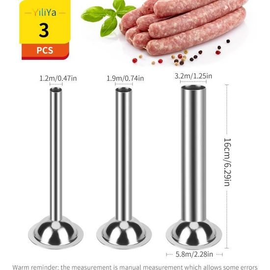 Poussoir à saucisses manuel en acier inoxydable, entonnoir à saucisse, tube  à saucisse - Format 28 x 14.5 x 8.5 cm - Cdiscount Maison