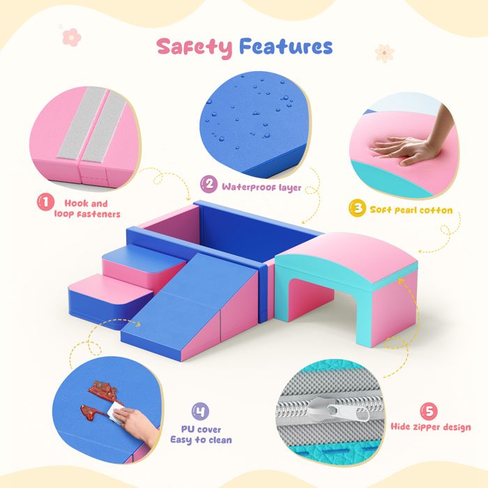 BanaSuper Blocs De Construction En Mousse 11 Pièces – Parcours Motricité, Escalade, Empilage – Dès 1 An – Housses Lavables