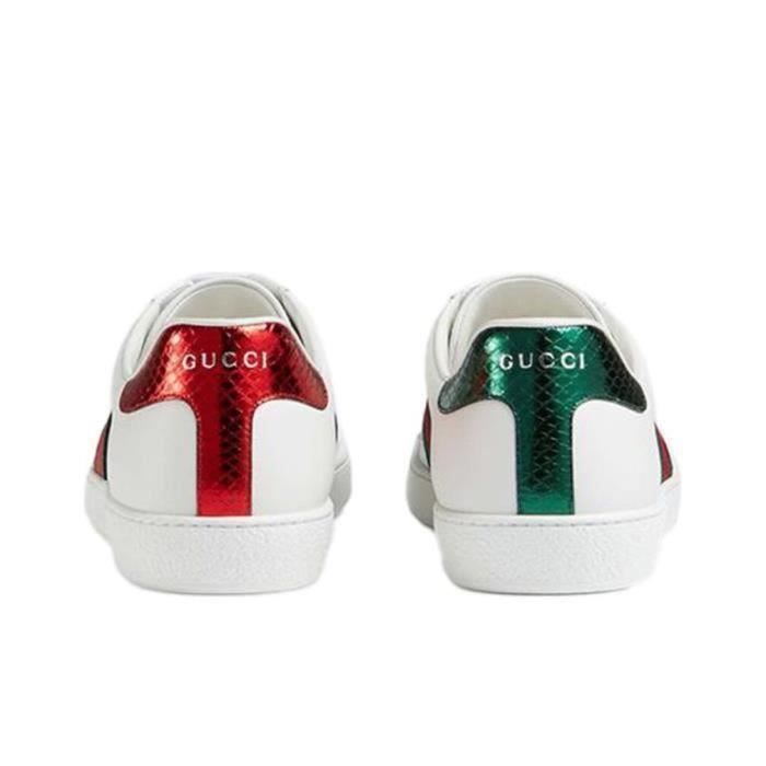 Basket Guccis Abeille Femme Homme Chaussure Sneakers Blanche Pas Cher AUTREMENT Cuir Plat Mixte Lacets Blanc Cdiscount Chaussures