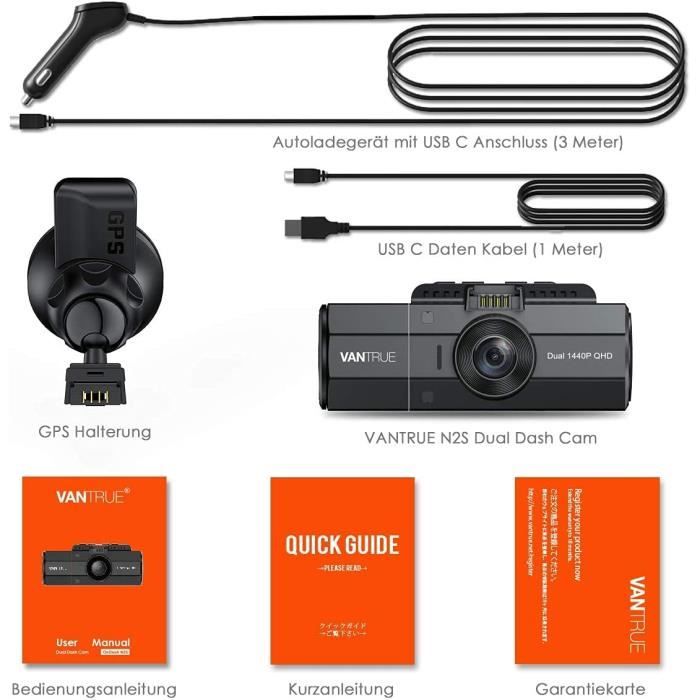VANTRUE N4 Caméra de Voiture, Dashcam 1440P+Dual 1080P Avant et Arrière,LCD  IPS 2,45 écran,Vision Nocturne IR, WDR,G-Senseur - Cdiscount Auto