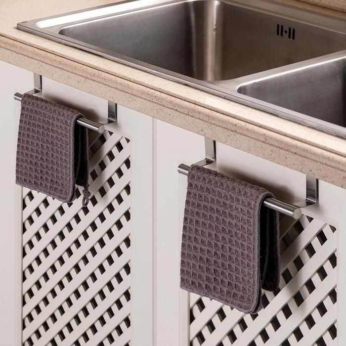 IDesign Axis Accroche-Torchon Porte-Serviettes En Métal Argenté - Sans Perçage Pour Cuisine Et Salle De Bain