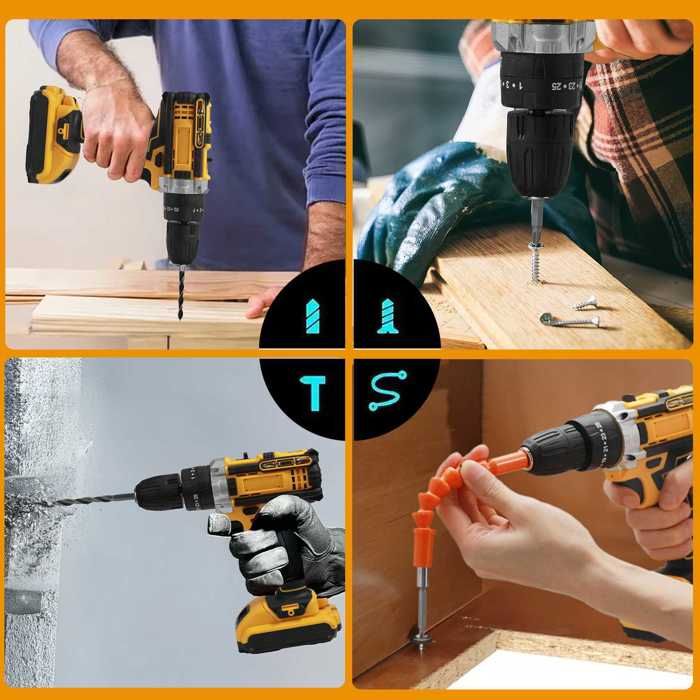 Perceuse-visseuse Sans Fil 21V VIWKO - Couple 45 Nm - 2 Batteries 2.0Ah - Mandrin Métal 10mm - 27 Accessoires Inclus