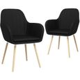 Maison® Lot de 2 Chaises de salle à manger Chaise de Salon Moderne avec accoudoirs - Fauteuil Chaise de cuisine Noir Tissu &642727-0