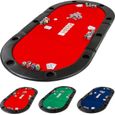 Table de poker pliante à poser Deluxe avec sac de transport, 208 x 106 x 3 cm, panneau MDF, accoudoires rembourrés, 10 porte-0