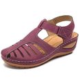 Sandales Orthopédiques à Semelle Compensée pour Femme Chaussures de Plage de Plate-forme avec Correcteur d'Oignon.Violet-0