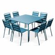 Ensemble table de jardin et 8 chaises - Acier - Palavas - Bleu Pacific-0
