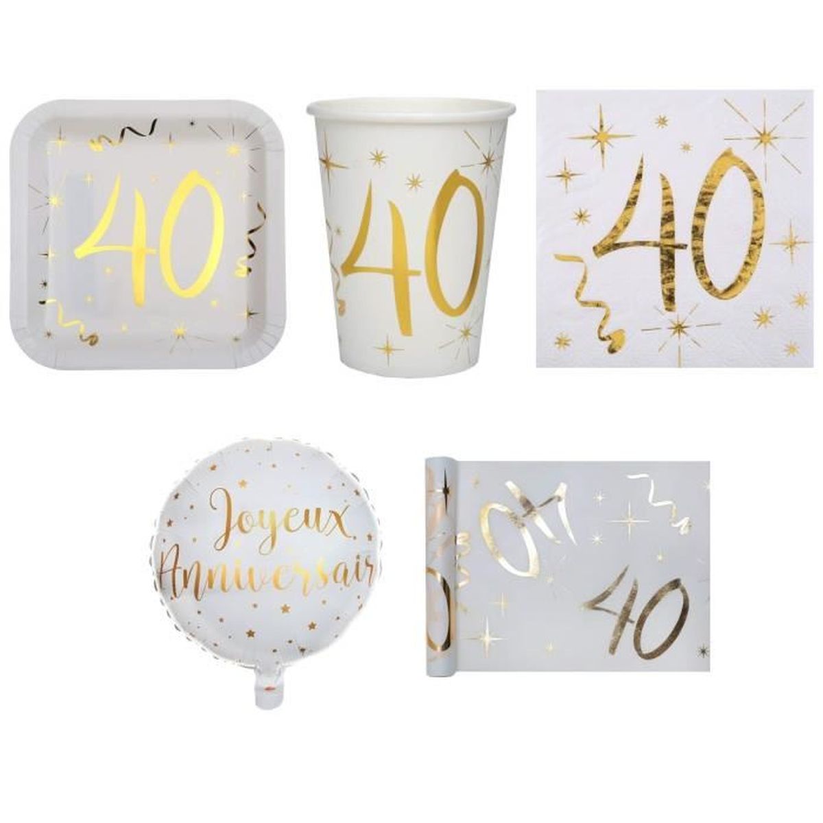 1 Pack Anniversaire 40ans Pour 10 Personnes Blanc Et Or Achat Vente Set Vaisselle Jetable Cdiscount 1 Pack Anniversaire 40ans Pour 10 Personnes Blanc Et Or Achat Vente Set Vaisselle Jetable Cdiscount
