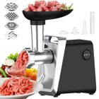 FAMINODE Hachoir à Viande électrique multifonctions 2800 W - LEXLIFE - avec 3 Plaques de Broyage, Tube de Remplissage de Saucisse, INOX,