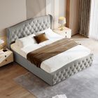 YLSZHYR Lit Rembourré 140x200,Lit Coffre avec Tête de lit ligne ondulée Lit Capitonné en velours Lit Double Lit Adulte Lit de