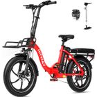 HITWAY Vélo Électrique 20" Pliant Rouge, 36V 15.6Ah Batterie Amovible, Moteur 250W, 7 Vitesses, APP, Porte-bagages Avant