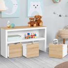 IDMARKET Meuble de rangement enfant MANA blanc et hêtre 3 tiroirs cubes sur roulettes
