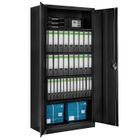 Rangement de bureau - TECTAKE - Armoire de classement BLAIN avec 4 étagères réglables à 2 Clés - 180 cm x 80 cm x 40 cm - Noir