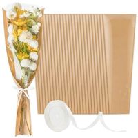 Paquet de 50 Papiers d'Emballage de Fleurs Kraft, Manchons pour Bouquets, Sacs d'Emballage avec Rubans