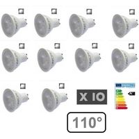 LOT 10 AMPOULE LED GU10 5W 6000K BLANC FROID - ANGLE PROJECTION 110°