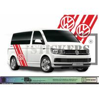 Volkswagen Transporter T4 T5 T6 Bandes latérales Logo - ROUGE - Kit Complet  - Tuning Sticker Autocollant Graphic Decals