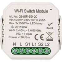 Module Double Interrupteur Wifi Blanc - SILUMEN - Contrôle à distance via Tuya