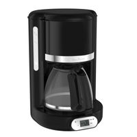 Cafetière filtre programmable MOULINEX Soleil - 10/15 tasses - Verseuse verre 1.25 L - 1000 W - Noir