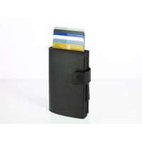 ÖGON DESIGNS – Porte-cartes en aluminium et en cuir vernis – CASCADE WALLET SNAP- Full Black