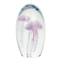 Presse-papier œuf en cristal méduse rose lilas, phosphorescent, ornement de table élégant pour bureau, bureau, hall d'entrée, 16 cm