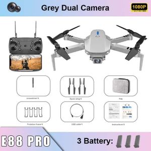 DRONE gris-DualC-1080P-3B-KBDFA Drone E88 Pro avec camér