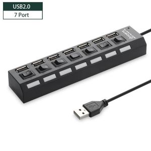HUB USB2.0 Noir 7 Port - Hub USB haute vitesse  Ports 