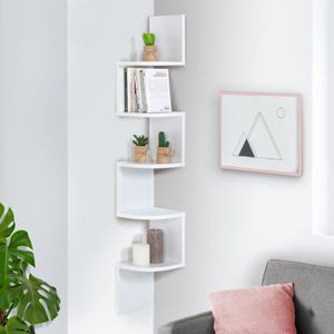 IDMARKET Etagère murale d'angle ISA 5 niveaux blanche