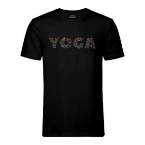 T-SHIRT T-shirt Homme Col Rond Noir Yoga Lettres Postures 