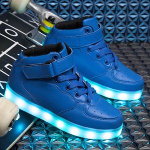BASKET Chaussure Led pour enfants Lumineuse Garçons Fille USB Charge Bleu Chaussure