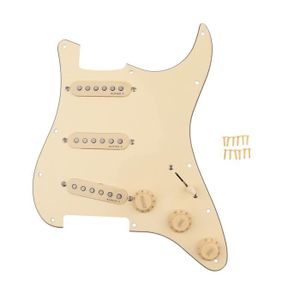 couleur crème FLEOR Plaque de protection pour gaucher style SSS avec 2 protections de micro de 50 mm et 52 mm 2 pièces boutons de contrôle 2T1V pour guitare Fender