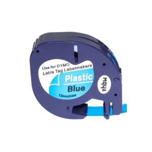 Dymo LetraTag (91205) Noir/Bleu Ruban pour Étiqueteuse Compatible -  Webcartouche